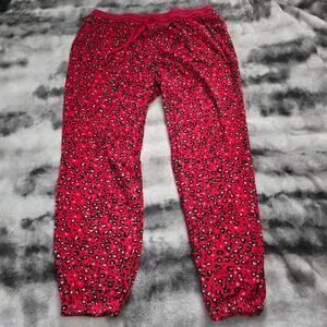 Secret Treasures Fleece Pajama Jogger Pants XL Red Leopard Print Drawstring